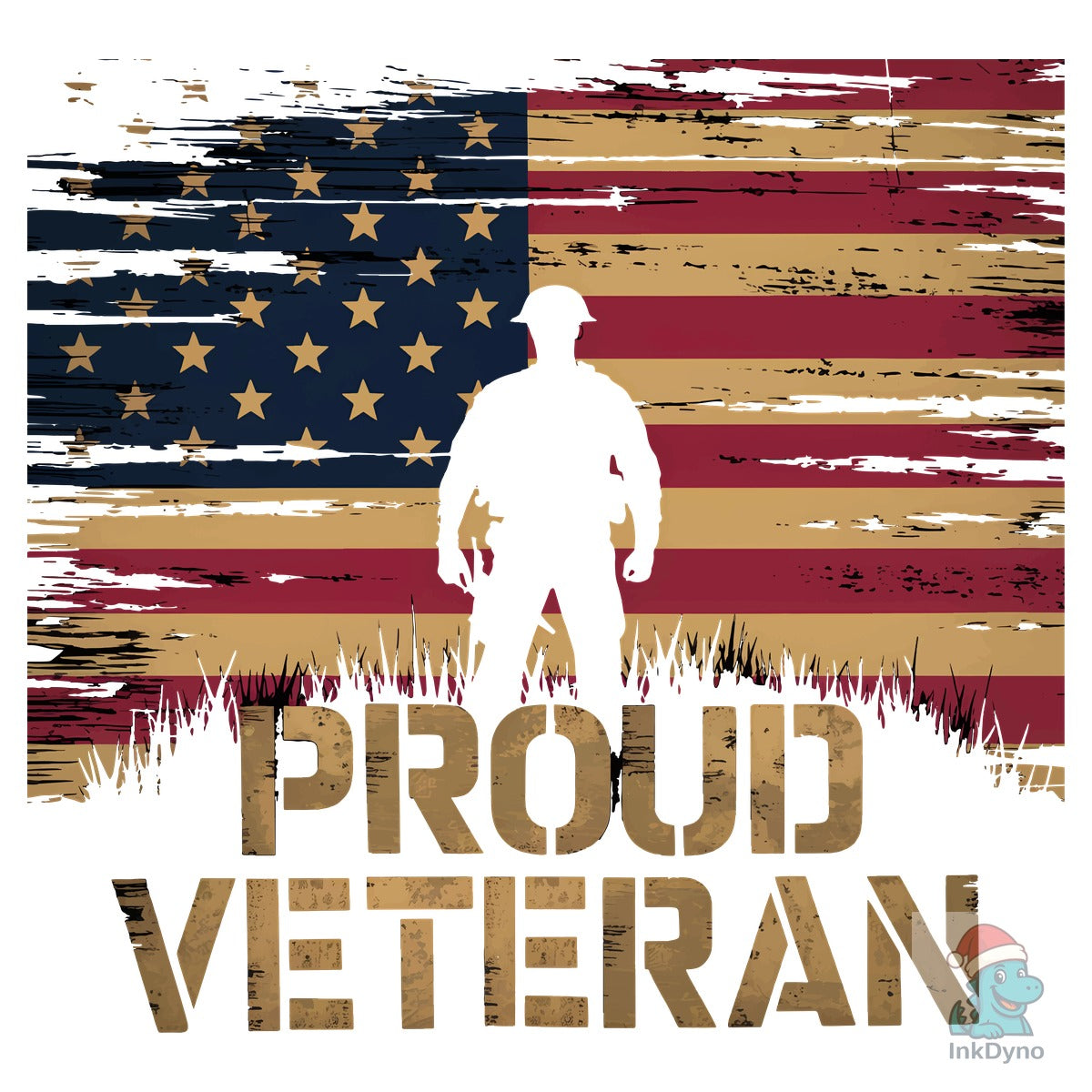 Proud Veteran American Flag Vintage