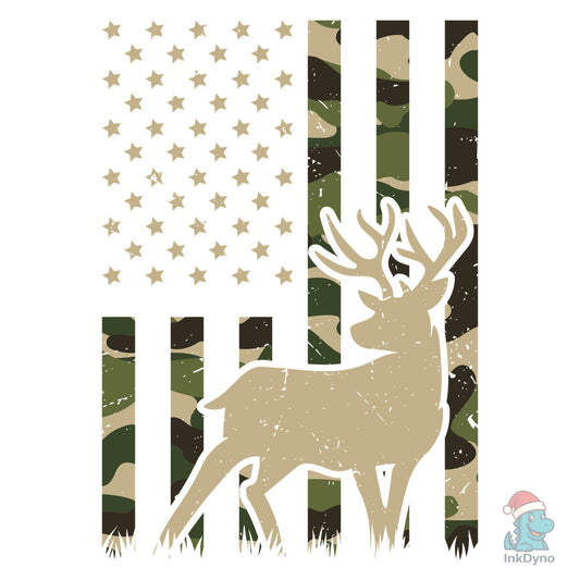 Camo American Flag Deer Buck - DTF Transfer
