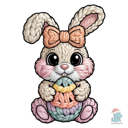 Faux Yarn Easter Rabbit Preppy Girl - DTF Transfer