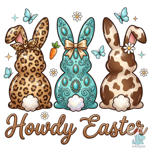 Howdy Western Easter Bunny Sublimation - DTF Transfer