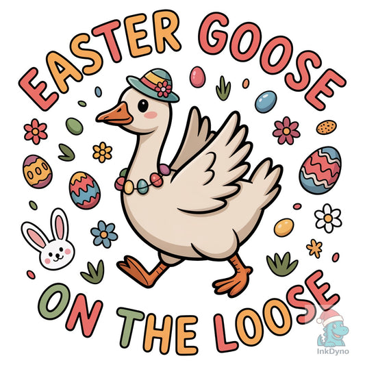 Easter Cute Silly Bunny Goose Bow - DTF Transfer