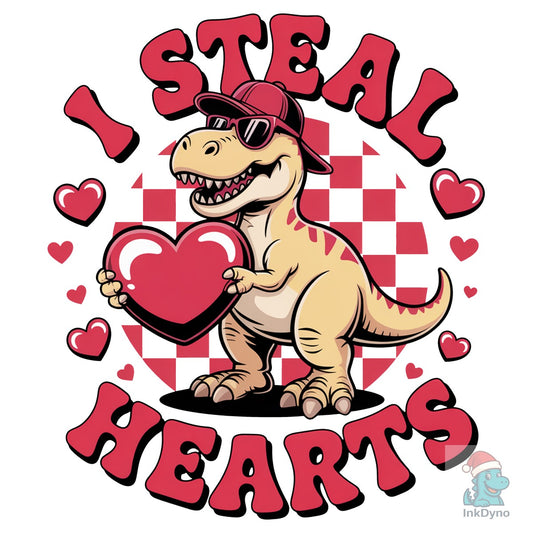Valentine Dinosaur Holding Heart - DTF Transfer