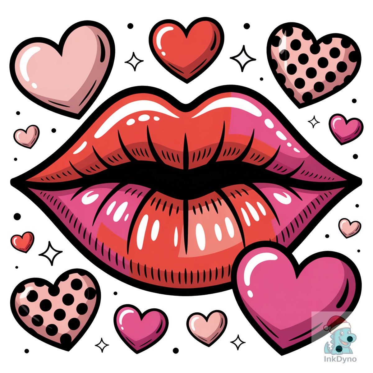 Cute Valentine Lips Pink Hearts