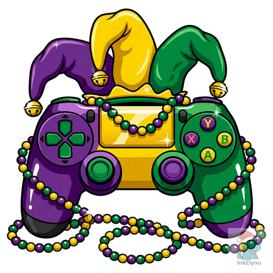Mardi Gras Gamer Jester Controller - DTF Transfer