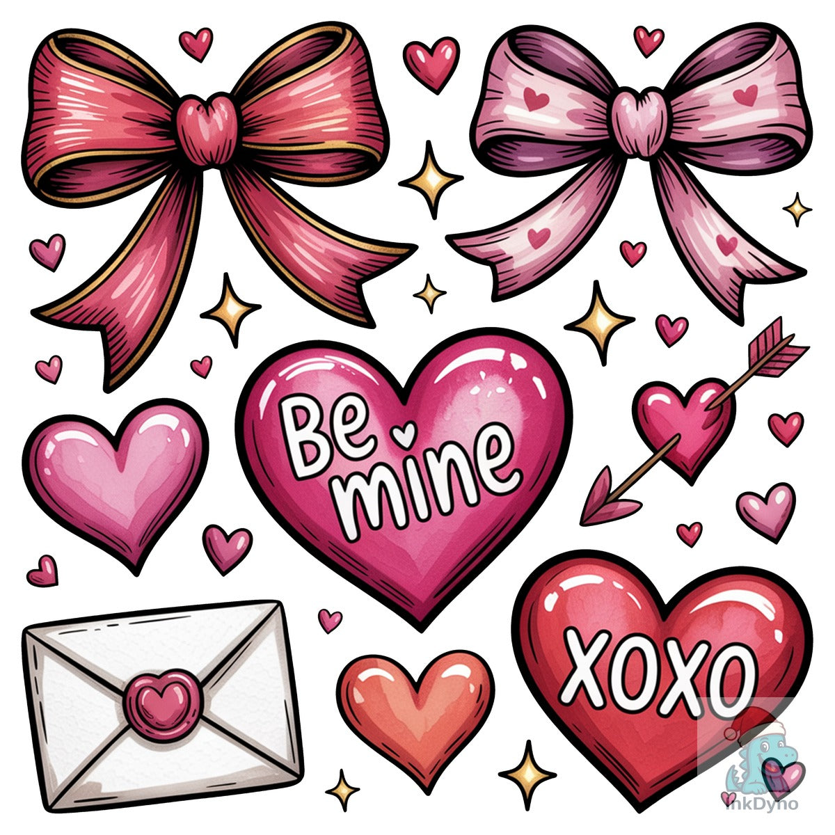 Valentine Bow Hearts Be Mine XOXO