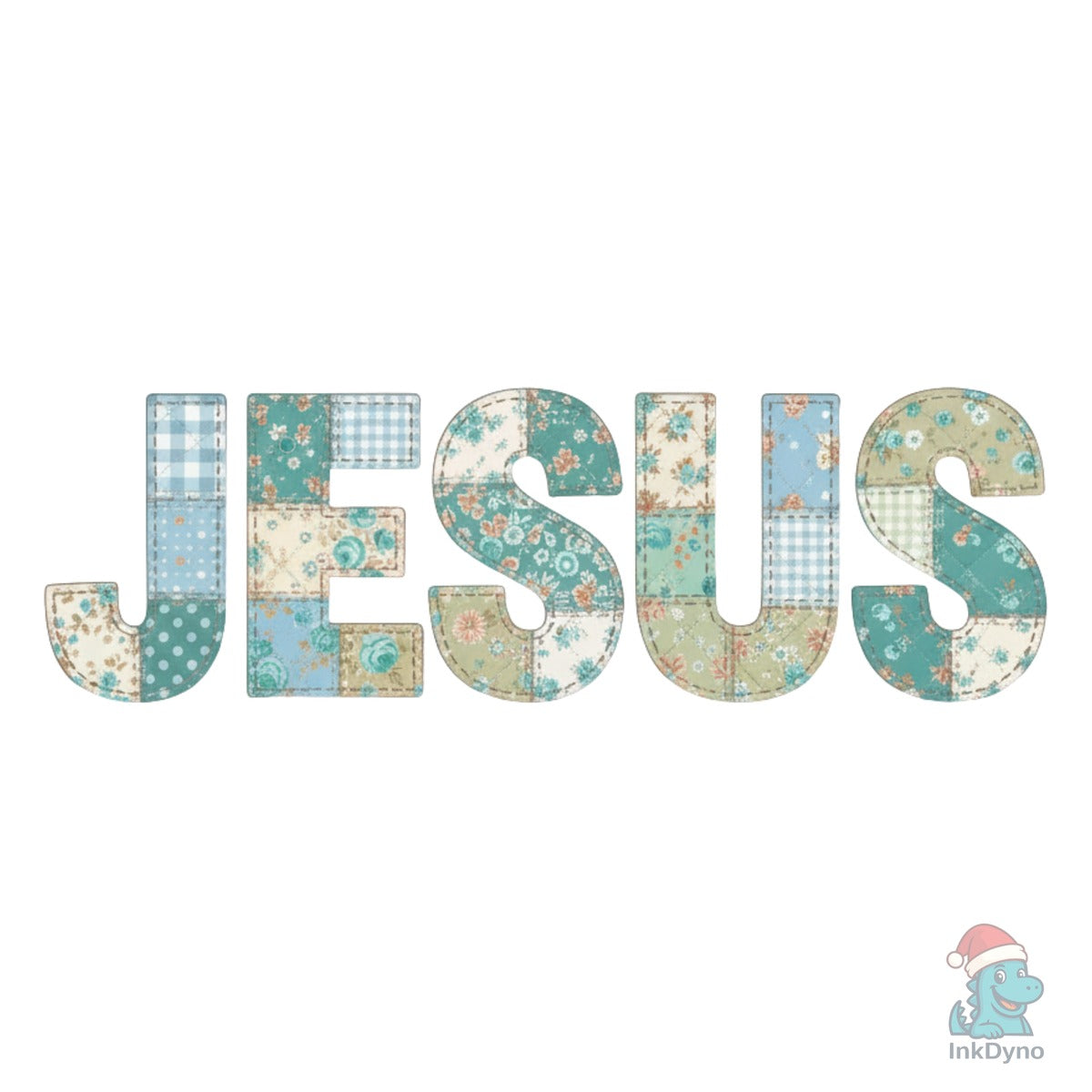 Jesus Blue Patchwork Style Graphic