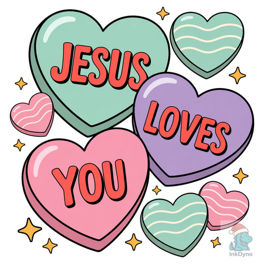 Christian Valentine Jesus Loves You - DTF Transfer