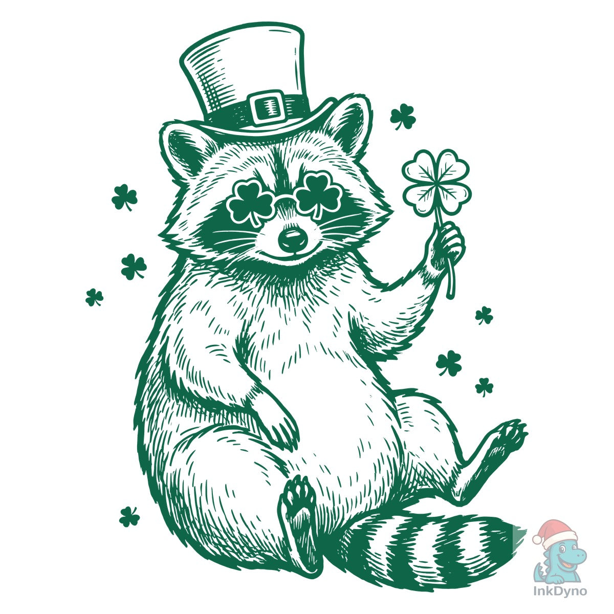 St Patrick's Day Raccoon Shamrock