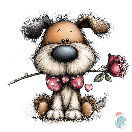 Dog Whimsical Valentine Round Tshirt - DTF Transfer