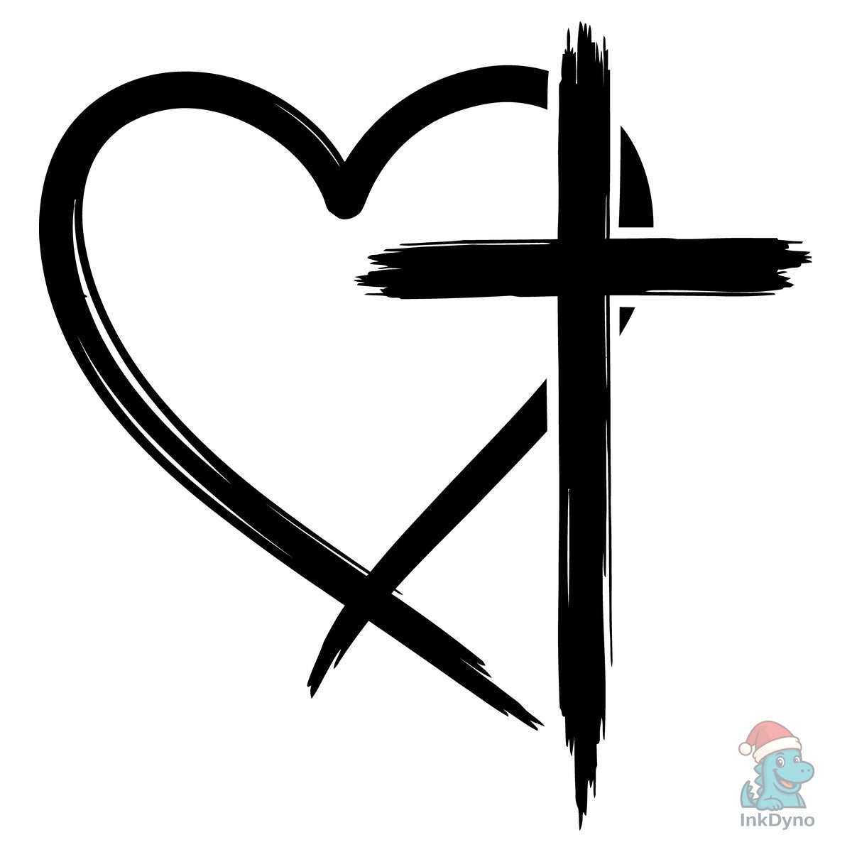 Heart and Cross Brush Symbol