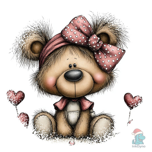 Teddy Bear Whimsical Valentine Round - DTF Transfer