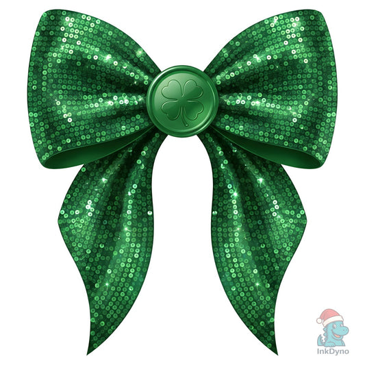 Green Sequin Shamrock Bow - DTF Transfer