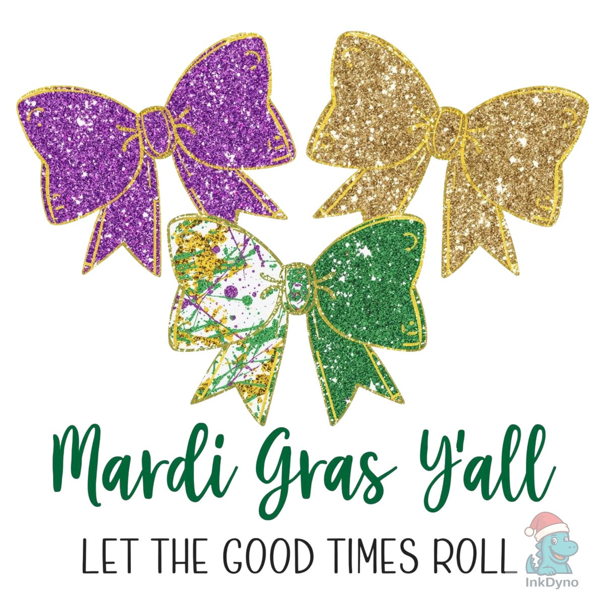 Mardi Gras Bow Glittery Purple