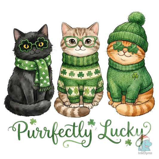 "Purrfectly Lucky" Cats Design - DTF Transfer