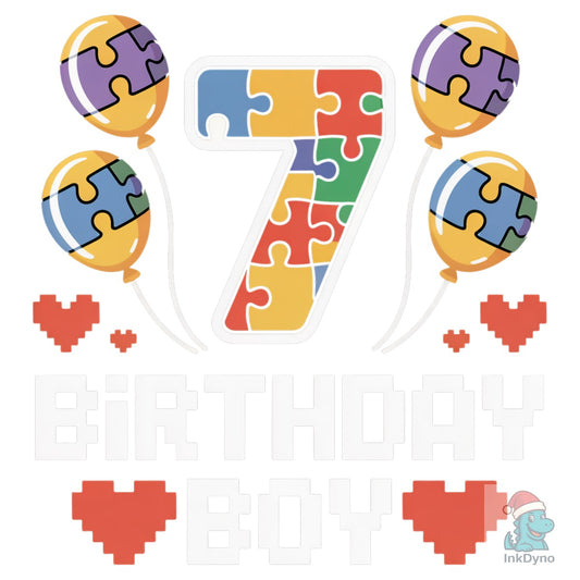 7 Birthday Boy Autism Tee - DTF Transfer