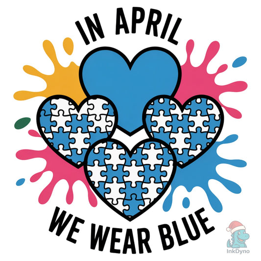 In April We Wear Blue Autism Tee - DTF Transfer