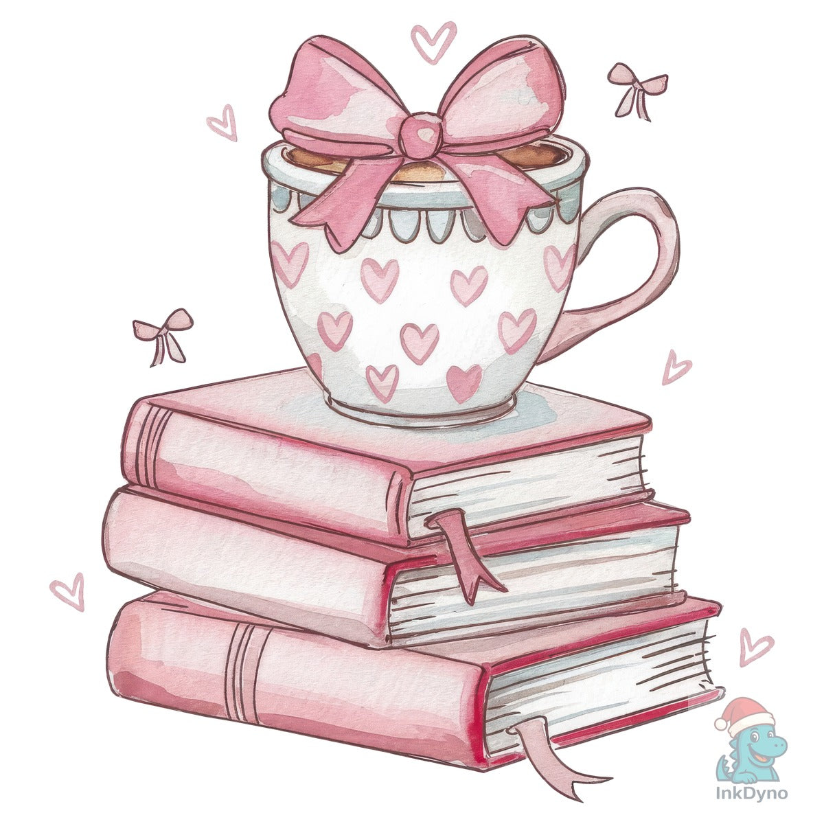 Retro Coffee and Books Hearts