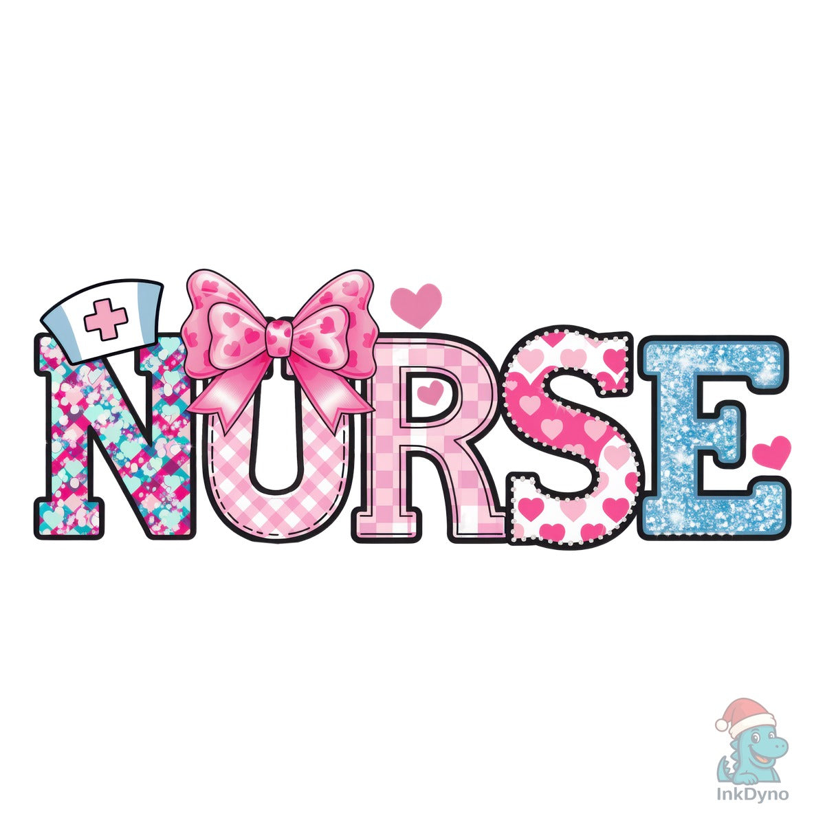 Retro Nurse Coquette Bow Hearts