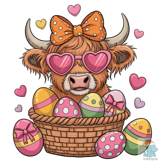 Cute Easter Day Highland Cow - DTF Transfer