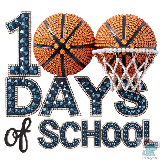 Rhinestone Basketball 100 Days School - DTF Transfer