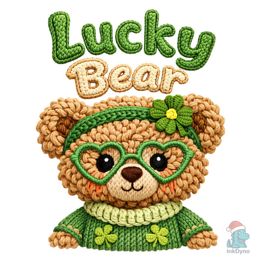 Lucky Bear Yarn Knit St Patrick's - DTF Transfer