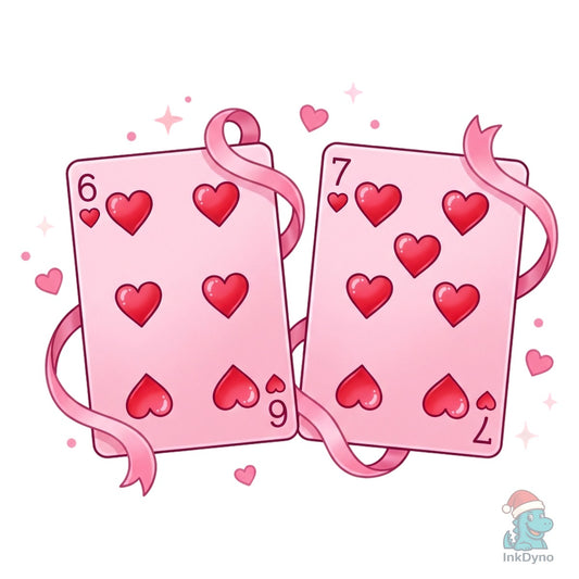 6 7 Hearts Cards Valentine Day Tshirt Design - DTF Transfer