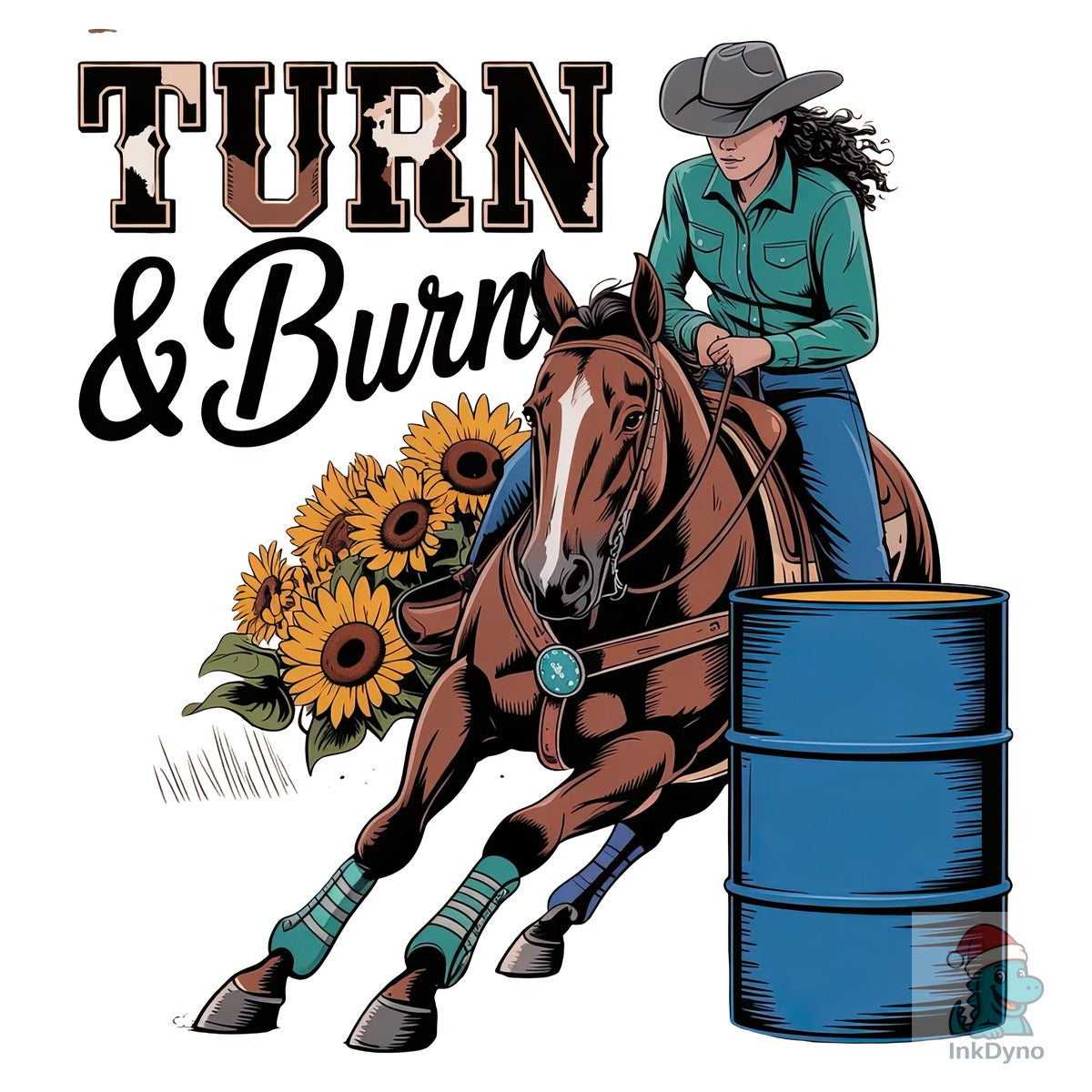 Barrel Racing Cowgirl Sunflowers