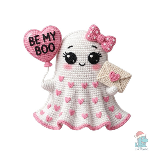 Be My Boo Crochet Yarn Valentine Ghost - DTF Transfer