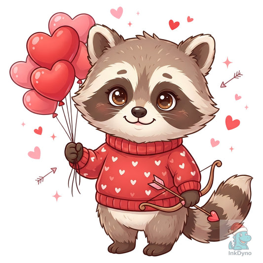 Cute Valentine Raccoon - DTF Transfer
