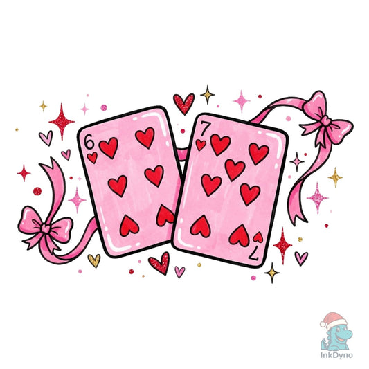 Pink Heart Cards Love - DTF Transfer