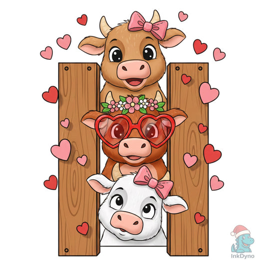 Lovely Cows Valentine Day Tshirt Design - DTF Transfer