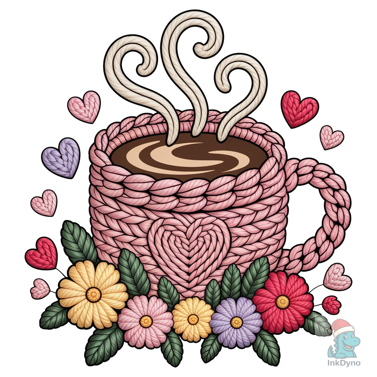 Faux Yarn Coffee Valentine Floral
