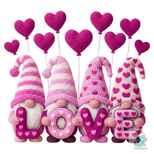 Faux Yarn Gnome Valentine's Day Love - DTF Transfer