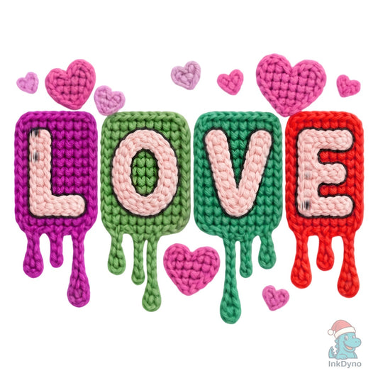 Faux Yarn Love Valentine's Day - DTF Transfer