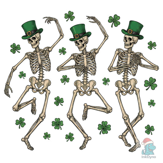 St Patrick's Day Dancing Skeleton - DTF Transfer