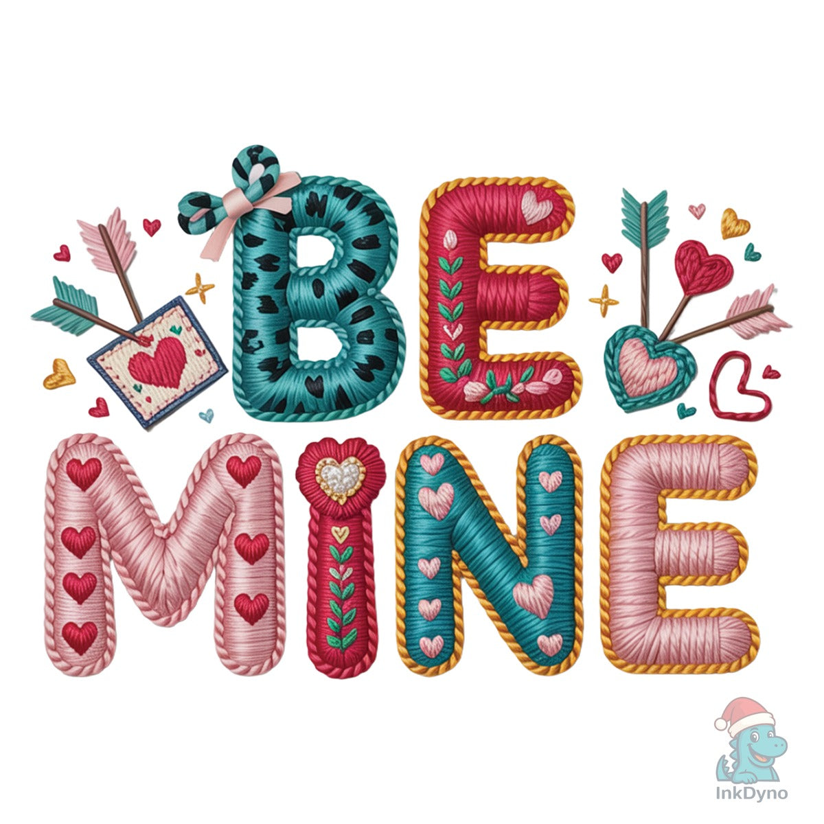 Faux Yarn Embroidery Valentine Day
