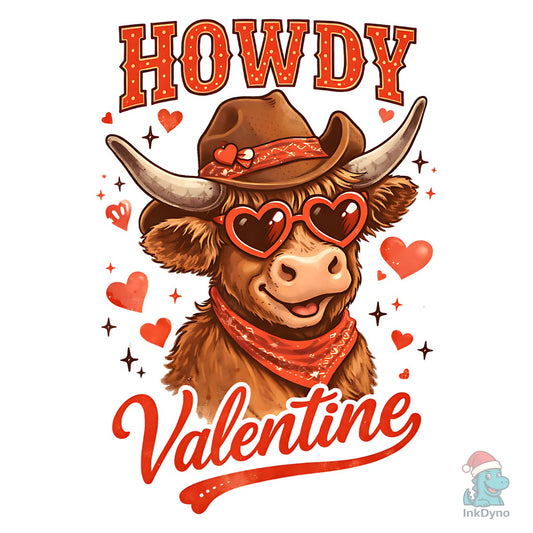 Howdy Valentine Cow Valentine - DTF Transfer