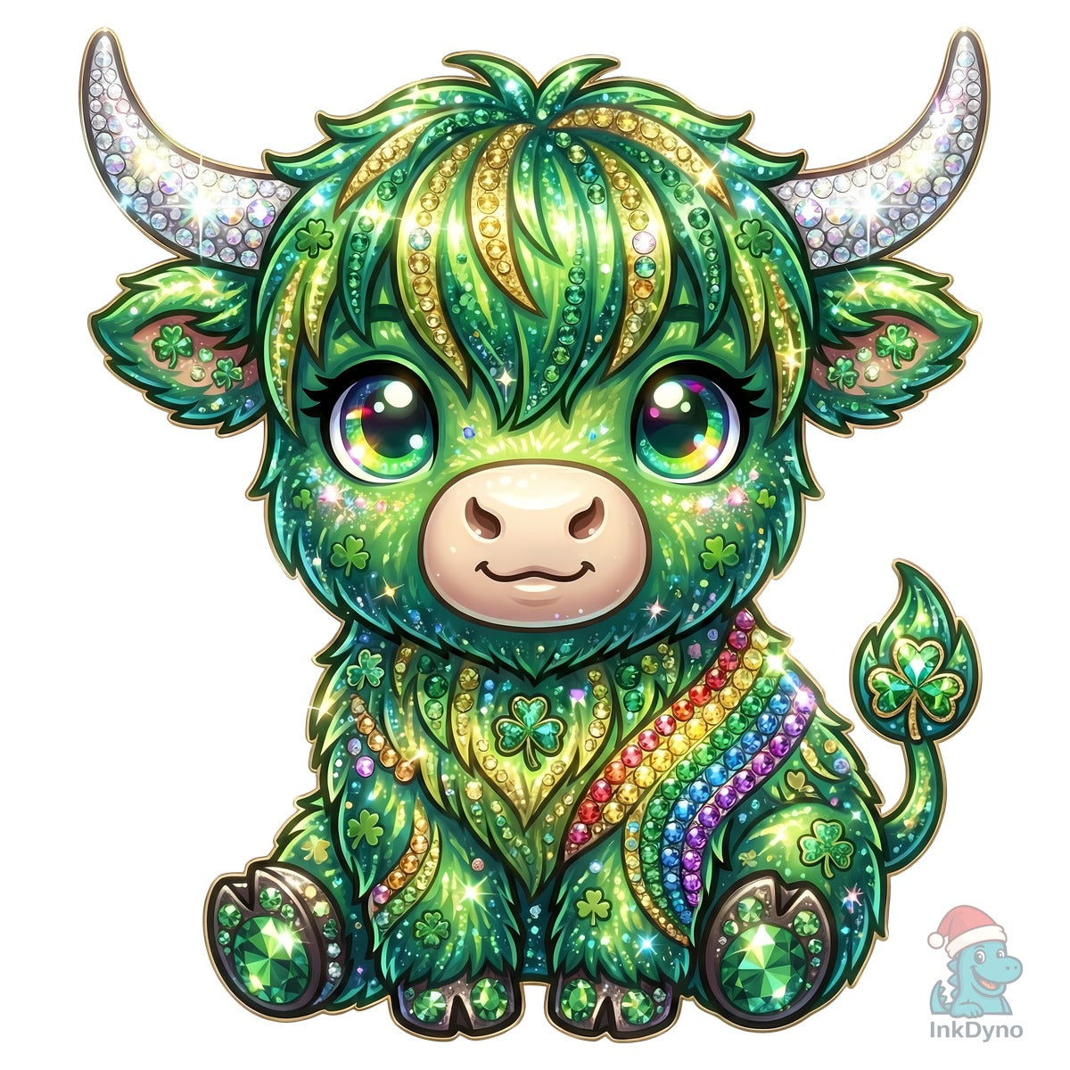 Rhinestone St Patrick's Day Highland Cow