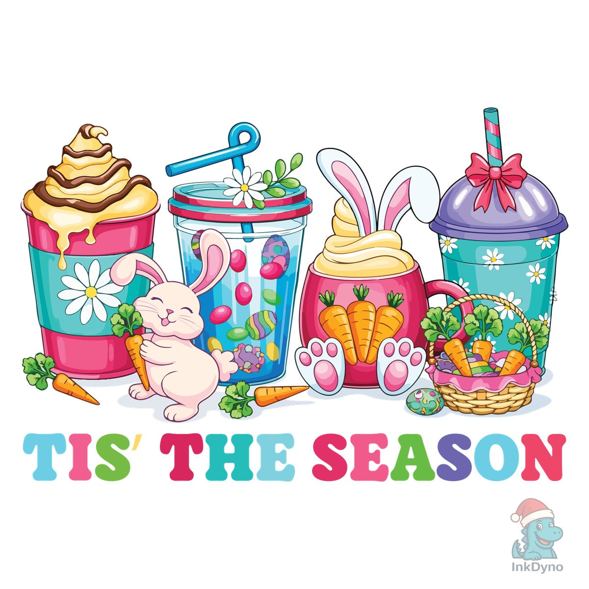 Cute Bunny Drinks Easter Tis the Season