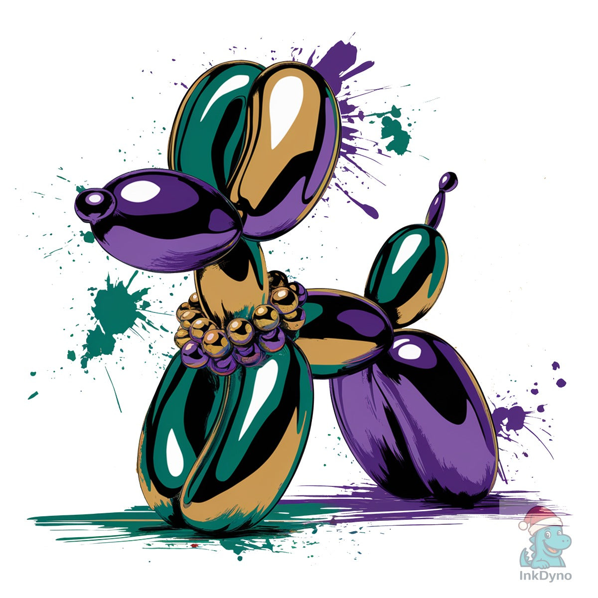 Watercolor Mardi Gras Dog Balloon