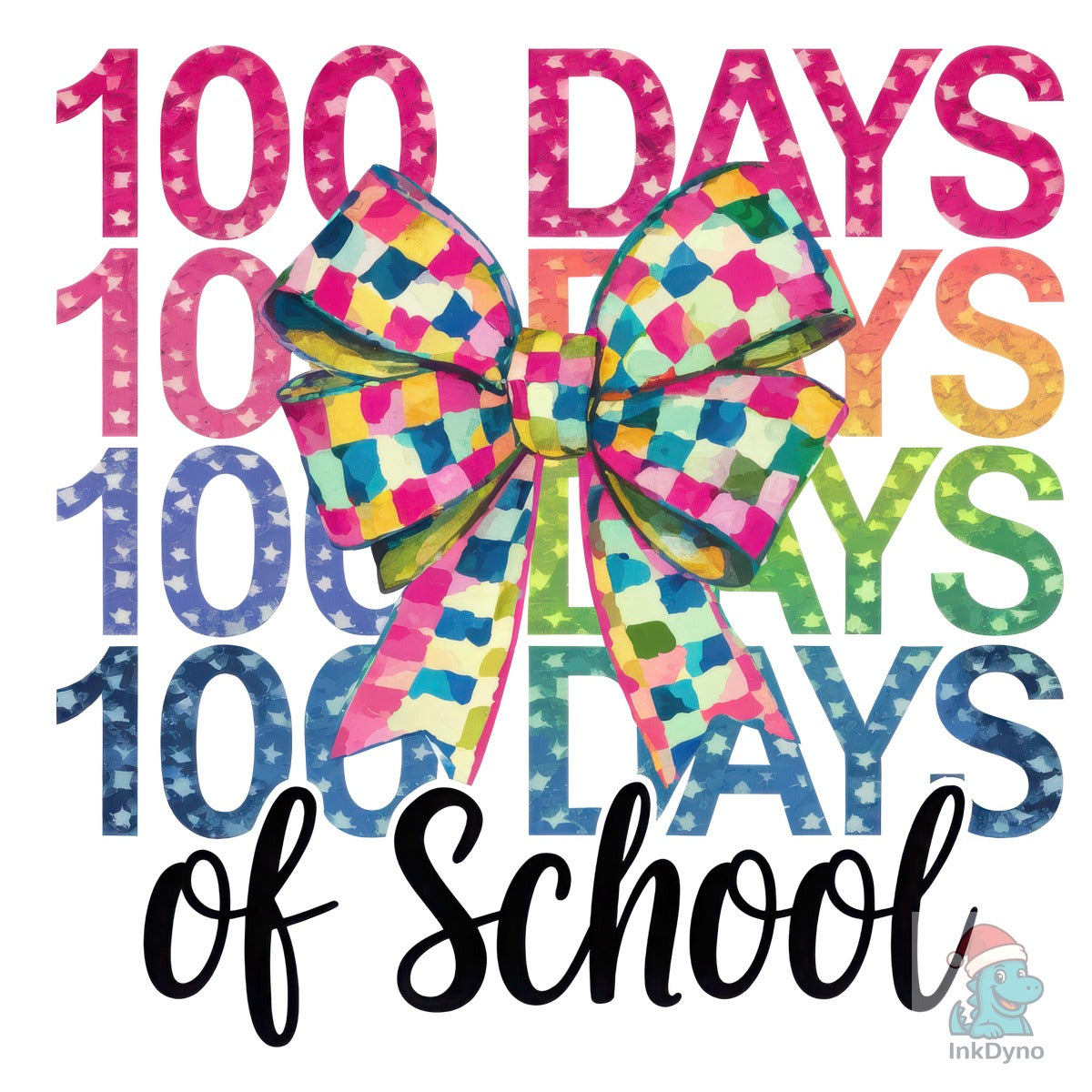 100 Days of School Colorful Bow
