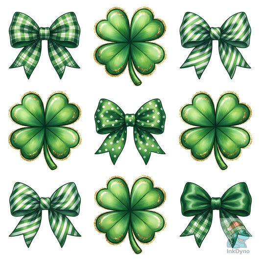 St Patrick Shamrock and Green Bow - DTF Transfer