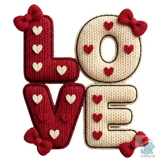 Faux Knitted Yarn Texture Valentine - DTF Transfer