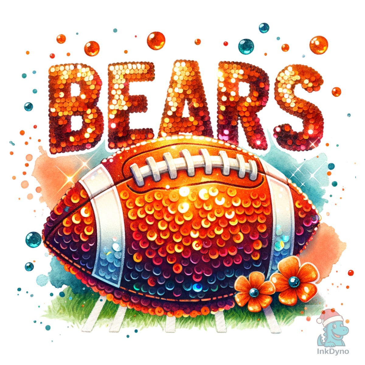 Bears Orange Sequin Football Mascot