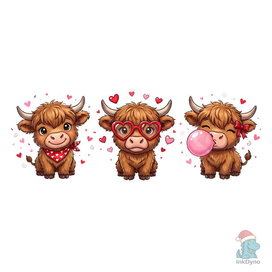 Cute Valentine Highland Cow - DTF Transfer