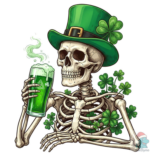 Edgy St. Patrick's Day Skeleton - DTF Transfer