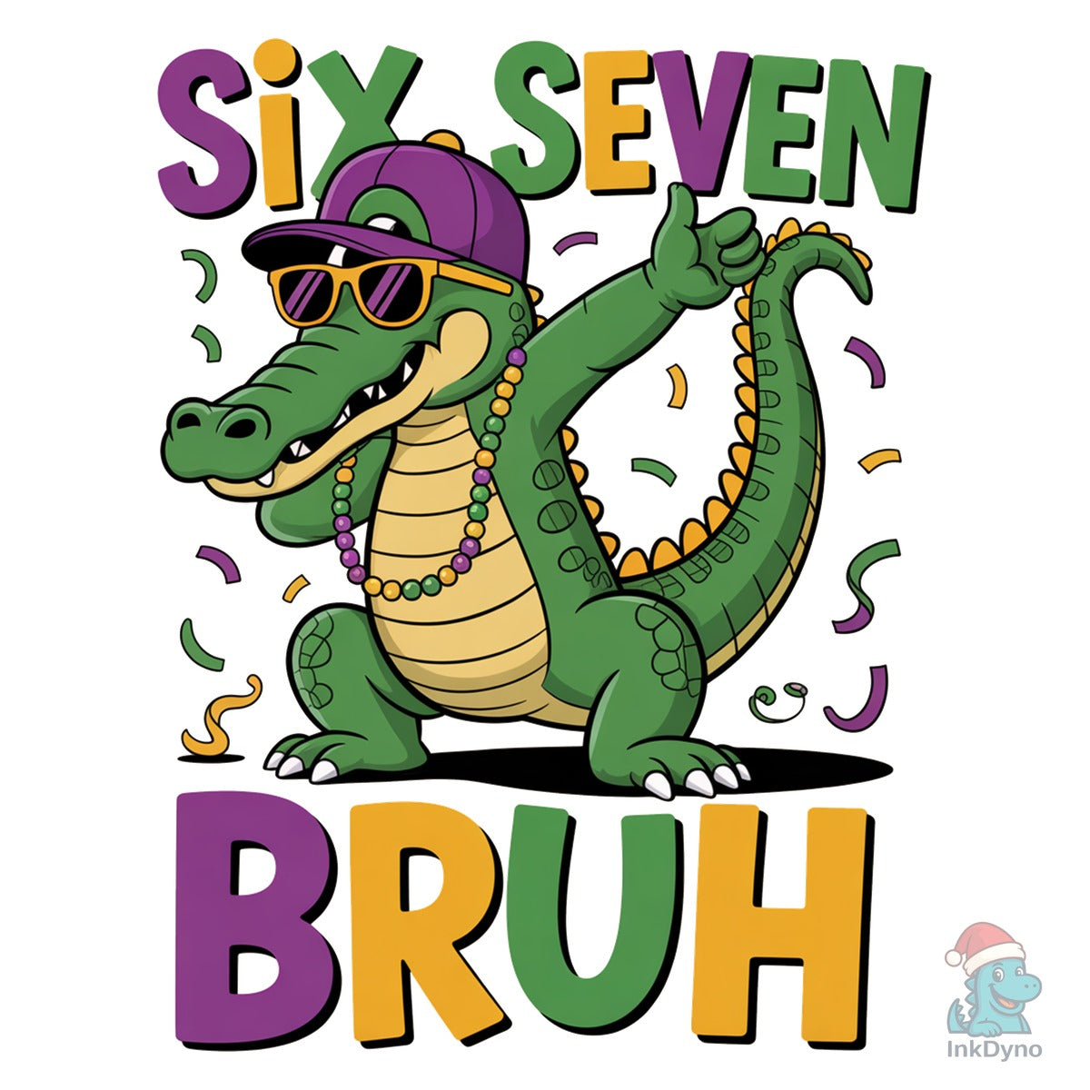 Six Seven Bruh Alligator Mardi Gras