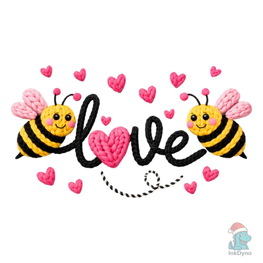 Crochet Valentine Bee Love - DTF Transfer