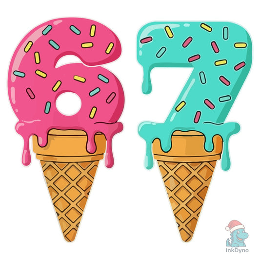 Ice Cream Number 67 Birthday Vector - DTF Transfer