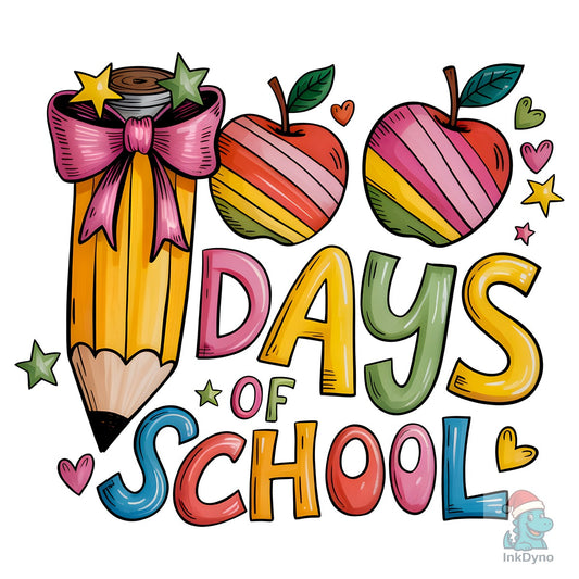 Kid Drawn 100 Days of School Crayon - DTF Transfer